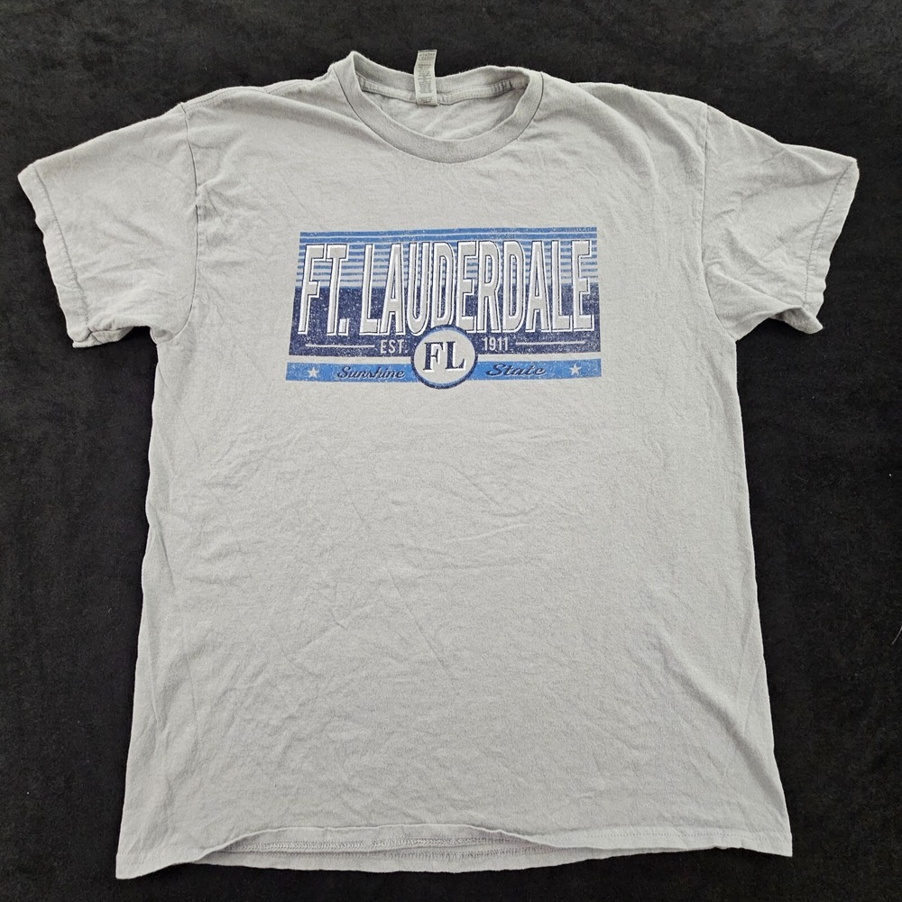 Fort Lauderdale FL Sunshine State Gray Short Sleeve Cotton‎ T-Shirt Men's L